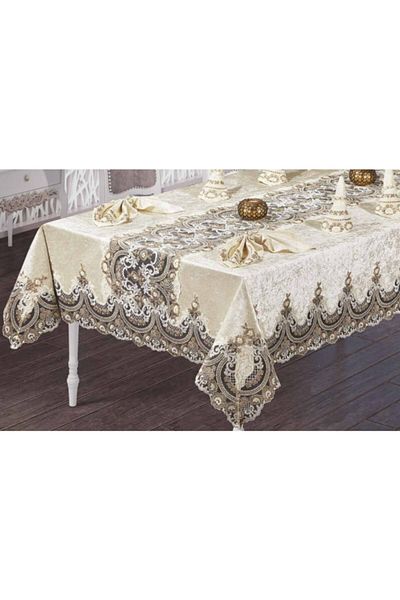 Haspen Set de sufragerie de lux din 25 de piese, din țesătură din catifea de șervețele Emerald