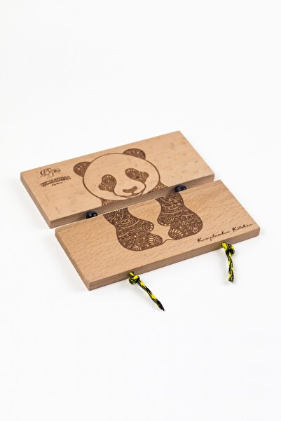 Pandabaa Desen Lüx Dekoratif Ahşap Nihale Tencere Tava Çaydanlık Altlığı 165 mm x 150 mm