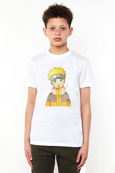 QIVI Tricou cu imprimeu alb Anime Naruto Uzamaki pentru copii unisex