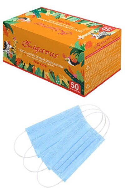 Zigavus Burun Telli Mavi Cerrahi Çocuk Maskesi 50 Adet