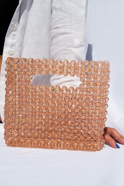 Sun Pieces Vai Orange Bead Bag Handbag, Clutch Bag, Handmade Bag