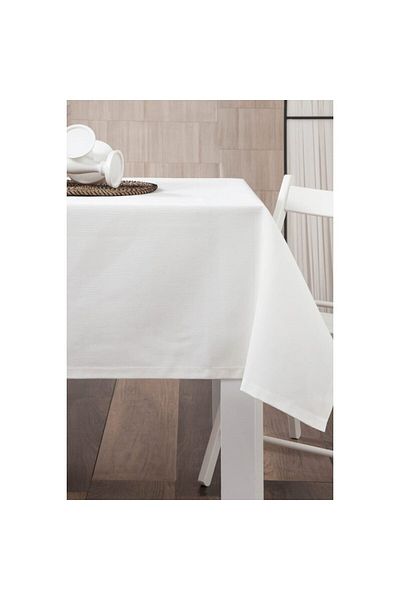 Nia Deco Home White Nano Linen - 100% Water Repellent, Care Free Boutique Tablecloth 140x220