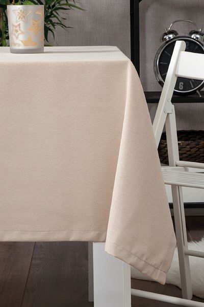 Nia Deco Home Покривка за маса с нано лен, цвят „Млечно кафе“, Carefree Boutique, 170x170