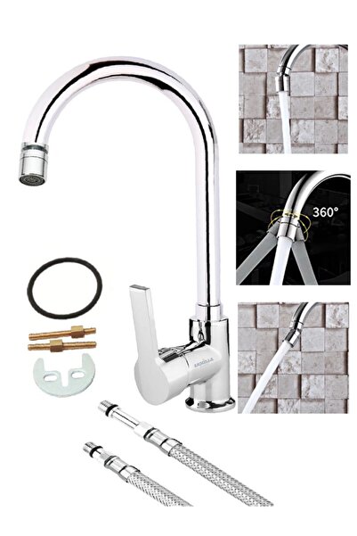 ARMİLLA ARMATÜR صنبور خلاط حوض المطبخ الفاخر T Body مع أنبوب قصب ورأس متحرك 3...