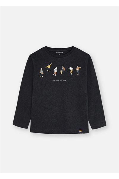 MAYORAL Boy's Gray Printed Long Sleeve T-Shirt 4074