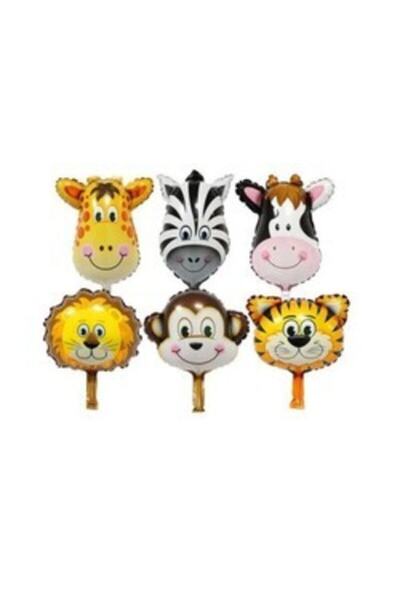 parti sürprizi مجموعة بالونات سفاري على شكل رأس حيوان من 6 قطع