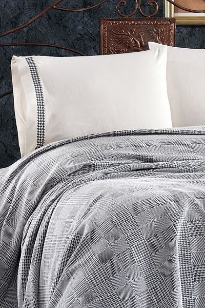 Luvana Home طقم بايك قطن مزدوج من نيهان 4 قطع أنثراسيت