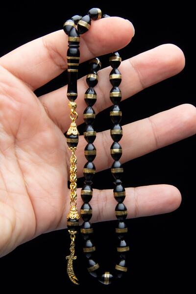 OTTOTESBİH Sabie Zulfiqar din argint 925 placat cu aur de 24k cu ciucuri 7x11mm Spiral Kuka Tasbih