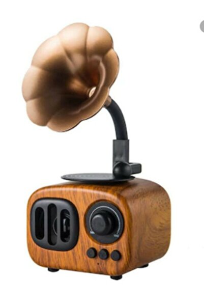 Dynego Ahşap Nostaljik Mini Gramafon Radyo Usb Aux Bluetooth Radyo Yüksek Ses...