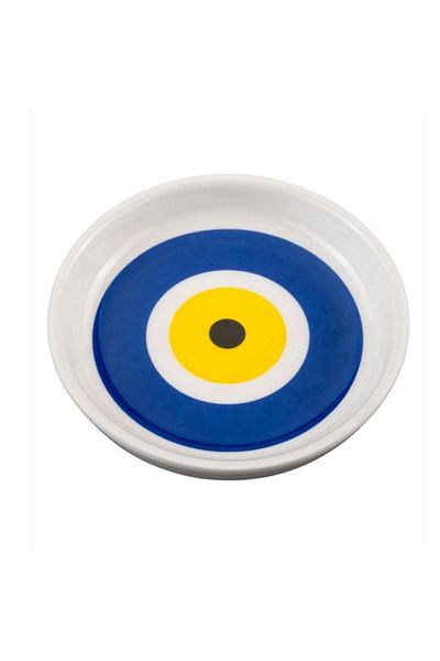 Paşabahçe 6-Piece Bone Porcelain Evil Eye Tea Plate 10 cm