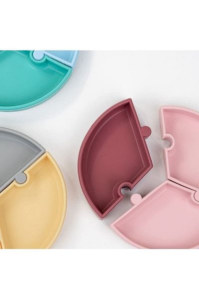 OiOi Coco Store Puzzle Vakum Tabanlı Silikon Tabak Pembe Bordo