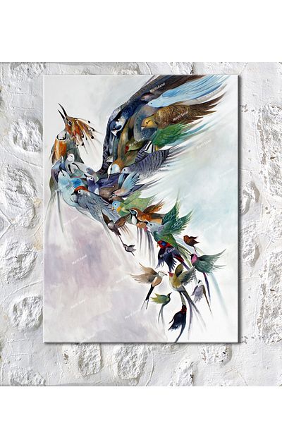 Morfil Sanat Atölyesi Διακοσμητικός πίνακας σε καμβά Birds Animal World