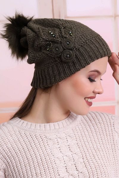 Deafox Rose Detailed Khaki Women's Beret