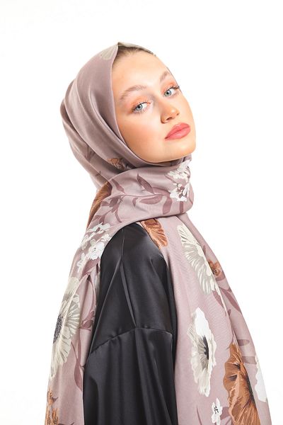 19V69 ITALIA Mink Beige Shawl Floral Pattern Pavia Series with Scarf Hanger and Gift Set 90x200 Cm