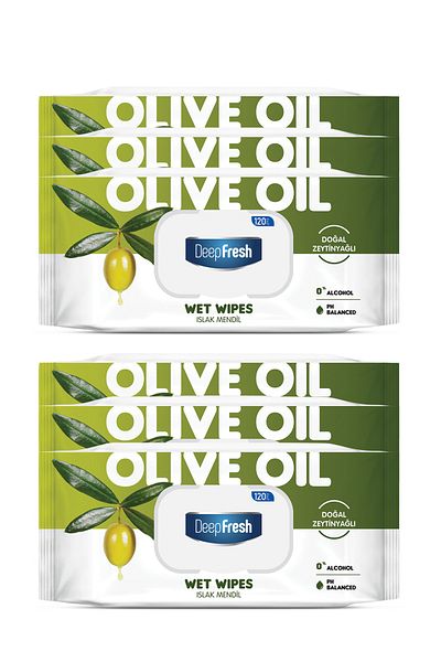 Deep Fresh Natural Essences Olive Oil Wet Wipes 6 X 120 Sheets