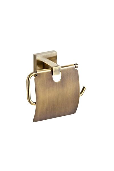 İSAOĞLU YAPI Antique Gold Toilet Paper Brass Stainless Paper Holder with Lid Accessory