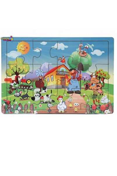 Miajima إطار أحجية خشبية تعليمية لحيوانات المزرعة مكون من 12 قطعة