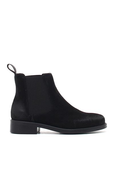 Frau Μαύρα γυναικεία μποτάκια 98a3 Beatles Suede Black
