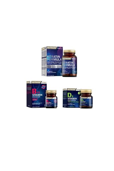 Nutraxin Keratin Formula 60 T. + Vitamin D3 120 T. + B12 Dilated T.- Sulfur Containing