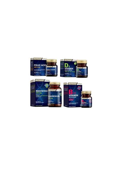 Nutraxin Folic Acid, Magnesium Citrate, Vitamin D3 and B12 Supplement