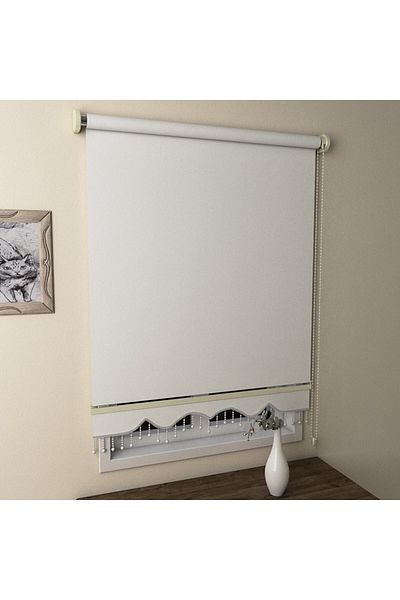 Babacan Home Design White Beaded Roller Blind - 90X260