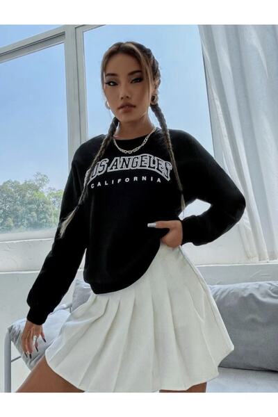 ALİKA Γυναικεία μαύρη φούτερ Los Angales Oversize