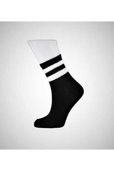 ENGIN Unisex Black and White Striped Socks