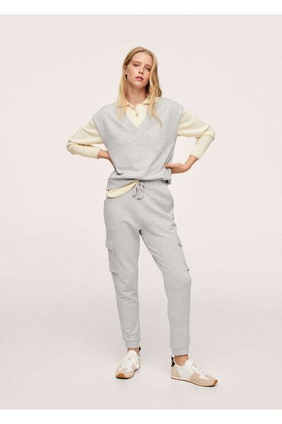 MANGO Woman Pantaloni de sport cu buzunar gri mediu pentru femei