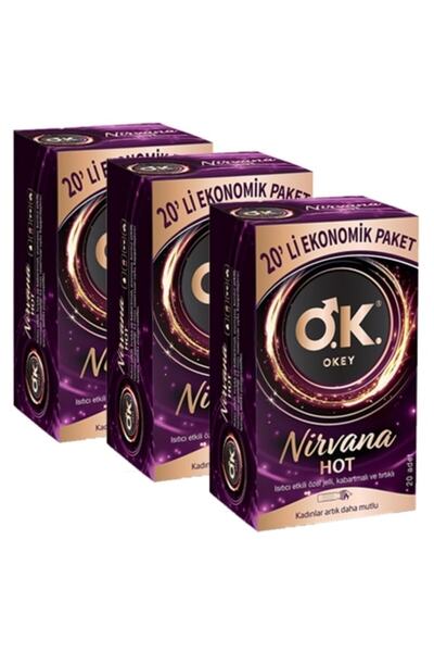 Okey Prezervatif Nirvana Hot 20 Li X 3 Adet (60 Lı)