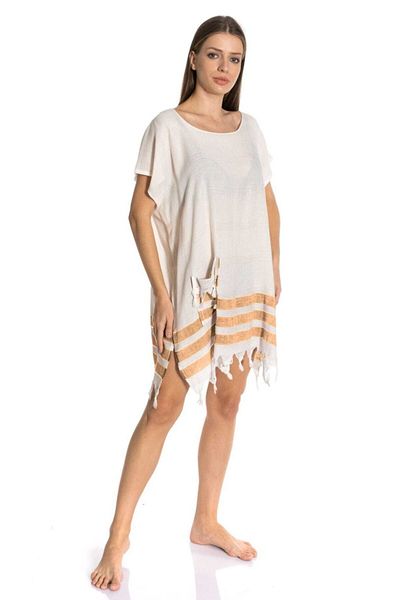 Dokubba Γυναικείο πορτοκαλί Peshtemal Bamboo Cotton Woven Beach Φόρεμα