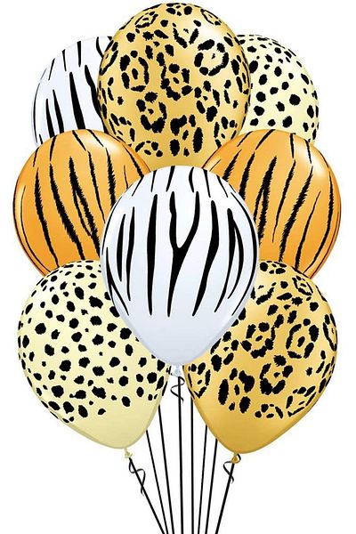 Trend Hediye Sepeti Safari Themed Birthday, Animal Patterned Safari Concept Balloon 10 Pack