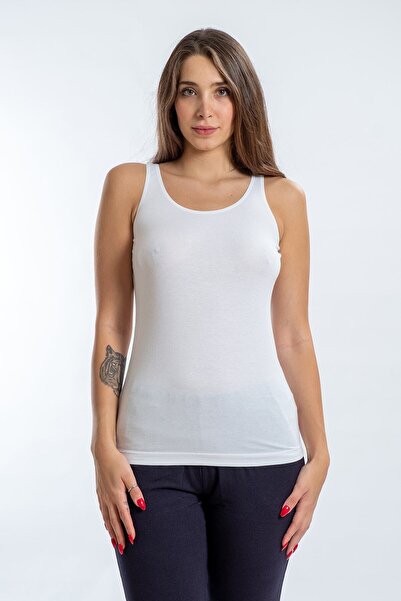 SEASOUL Kadın Beyaz Bambu Kalın Askılı Atlet