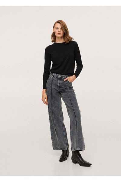 MANGO Woman Γυναικείο Γκρι ψηλόμεσο τζιν παντελόνι Culotte