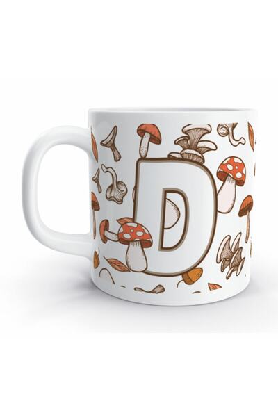 Rock'n Fox Letter D Mushroom Autumn Design Letter Mug