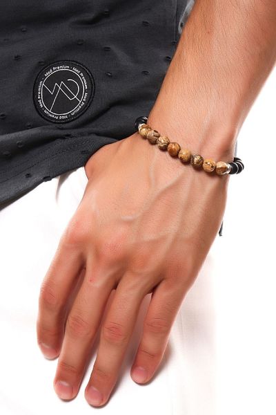 LABALABA Men's Tibetan Agate & Matte Onyx Natural Stone Bracelet