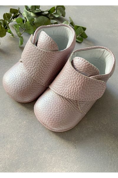 Li Puna - 100% Leather Velcro Baby Boots - Metallic Pink