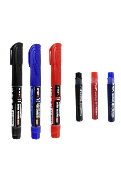 inox Kartuşlu Beyaz Tahta Kalemi Siyah Mavi Kırmızı 3 Adet Mürekkep Hediye