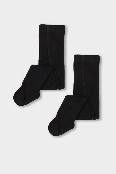 MEM SOCKS Комплект от 2 детски памучни чорапогащи без шарки