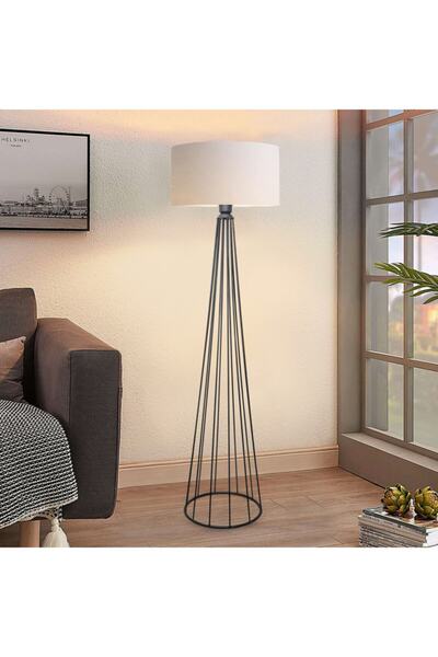 HOMİNG Ardenia Krem Silindir Başlıklı Metal Lambader Ayd-3045 / Kumaş