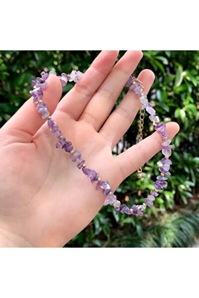 platin hediyelik قلادة من حجر الجمشت المكسور