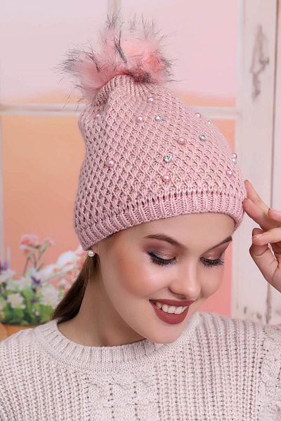 Deafox Pink Stone Detailed Women's Beret