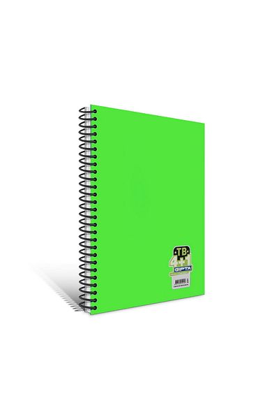 Gıpta Tb A4 200 Sheets 4+1 Compartment Plastic Cover Spiral Notebook Light Green (2201)
