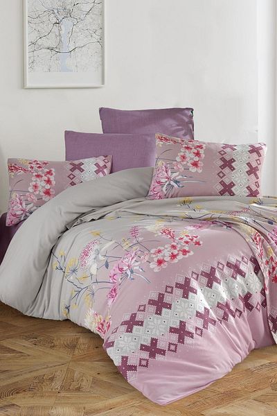 Cotton Life Μονό εμπριμέ Σετ Πικέ Larisse Purple