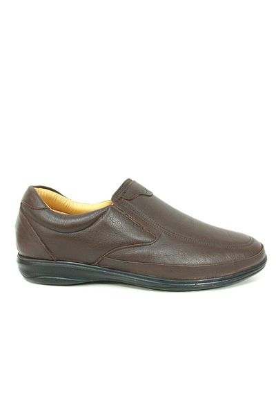 Fancy Brown Leather Laceless Men's Shoes