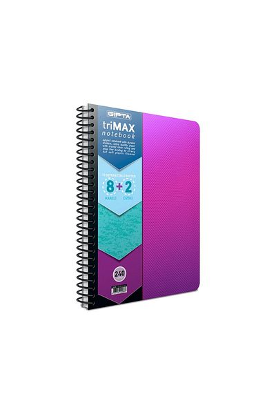 Gıpta Trimax A4 200 Sheets 8+2 Plastic Cover Spiral Compartment Notebook (2405) Purple