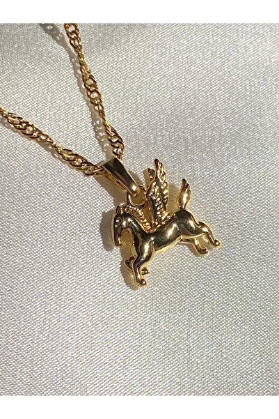 Harlofia Jewelry Altın Kaplama Minimal Kanatlı At Pegasus Kolye