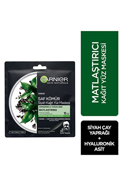 Garnier Skin Naturals Kömürlü Kağıt Yüzmaskesi Siyah Çay