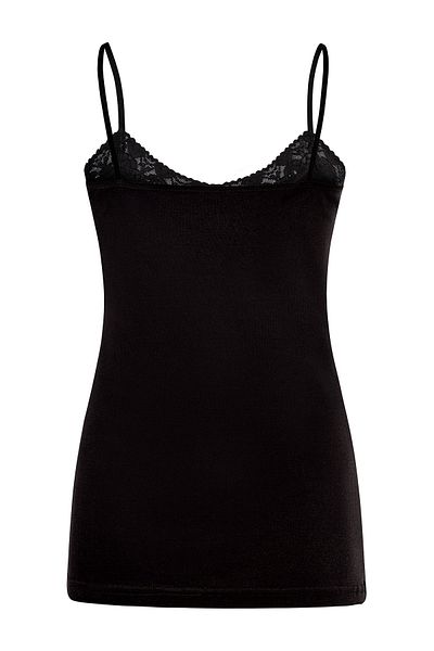 Şahin Tricou negru din dantelă cu curele de frânghie pentru femei Shn30192