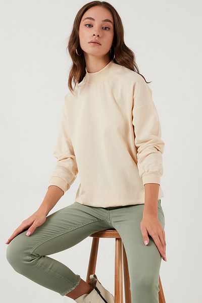 Lela High Collar Basic Knitted Sweat Women's Sweat 5863323