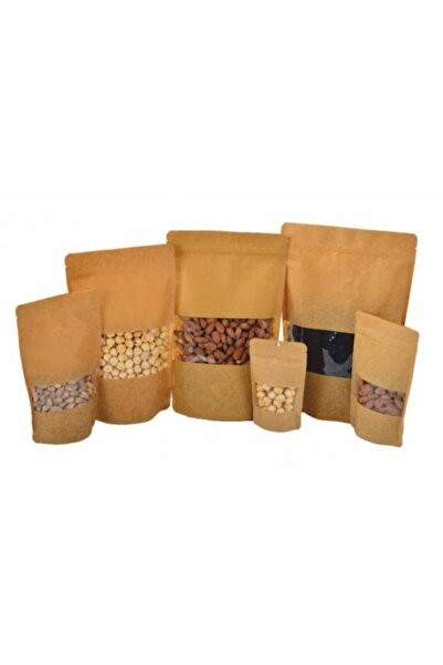 WoW Office Pencereli Kraft Kilitli Doypack 8,5x14,5x2,5 Cm 25 Adet